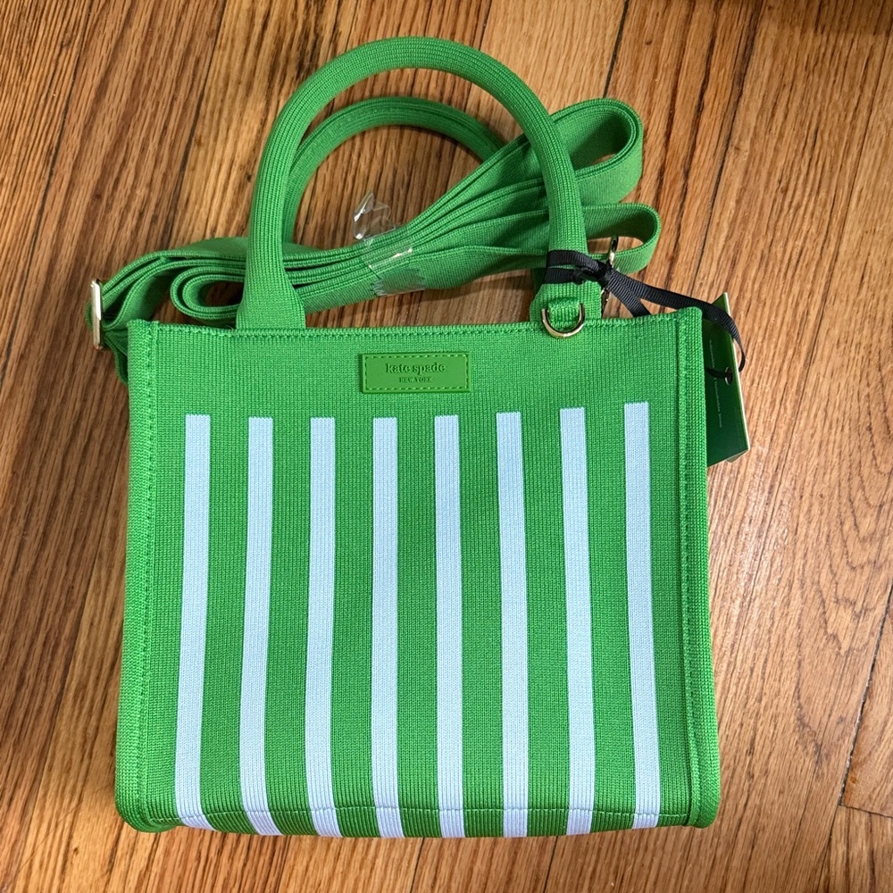 Kate Spade Green Striped Tote